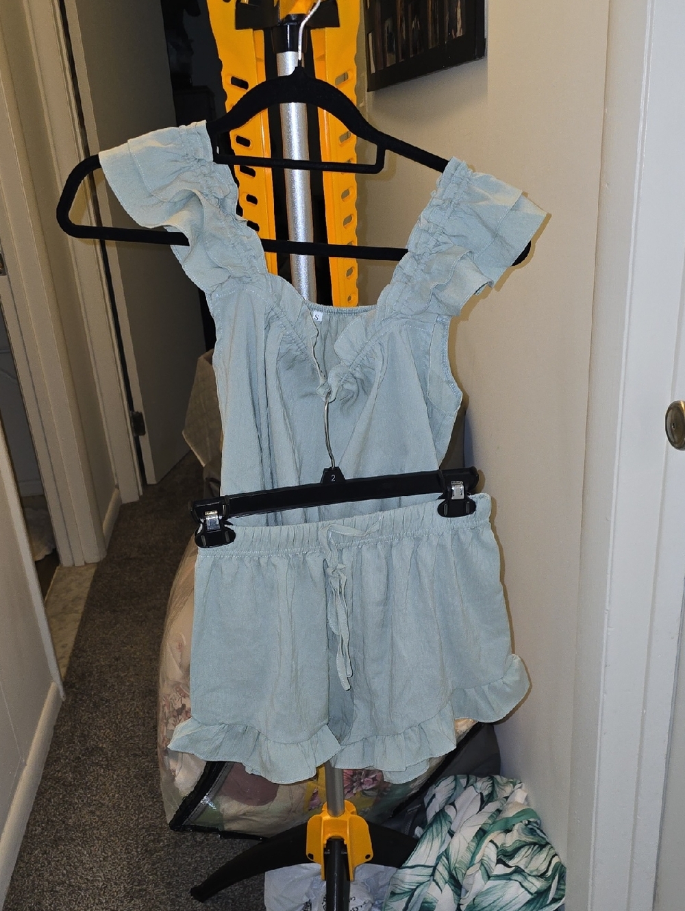 $5 - MUST BUNDLE - NWOT Ruffle-Trim Sleeveless Top And Shorts Set in Pale Sage